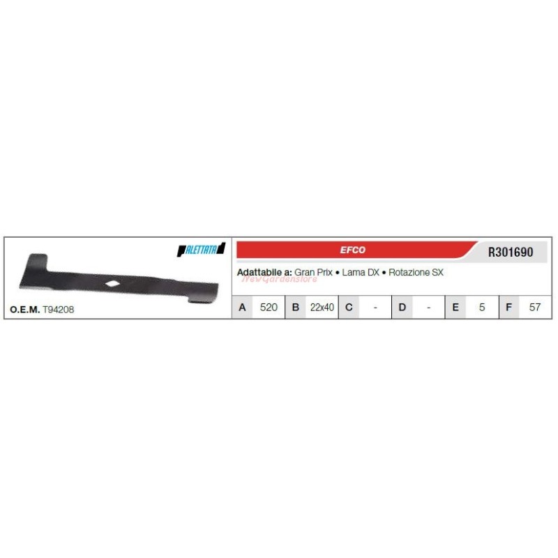 Lame de coupe EFCO tondeuse GRAND PRIX R301690