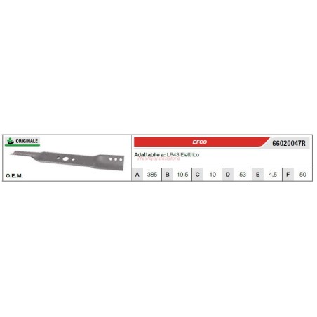 Lama EFCO tagliaerba rasaerba tosaerba LR43 elettrico 66020047R | Newgardenstore.eu