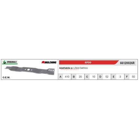 EFCO Rasenmähermesser Rasenmäher LR44 elektrisch 66120026R | Newgardenstore.eu