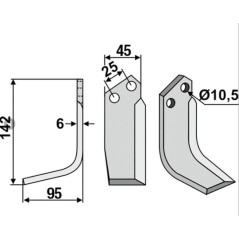 Cuchilla derecha para motocultor compatible 350-109 FERRARI MC68 R