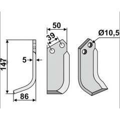 Rechtshändiges Pinnenmesser, kompatibel 350-151 GOLDONI FRESA 21M13545/6 | Newgardenstore.eu