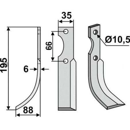 Right-hand tiller blade compatible 350-123 FERRARI 34E- 92R