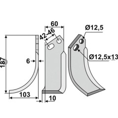 Cutter blade right-hand compatible 350-145 GOLDONI TYPE 50-MOD.719 | Newgardenstore.eu