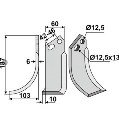 Lame de coupe droite compatible 350-145 GOLDONI TYPE 50-MOD.719