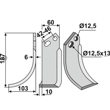 Fräsblatt rechts kompatibel 350-145 GOLDONI TYP 50-MOD.719