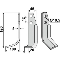 Cuchilla derecha compatible 350-155 GOLDONI 14486/7 R F22M-NEW | Newgardenstore.eu