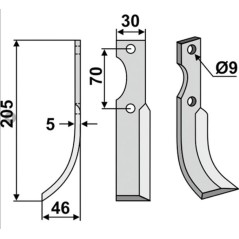 Cuchilla fresadora derecha compatible 350-189 HONDA | Newgardenstore.eu