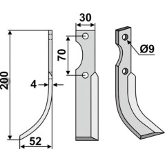 Cuchilla de corte derecha compatible 350-191 HONDA | Newgardenstore.eu