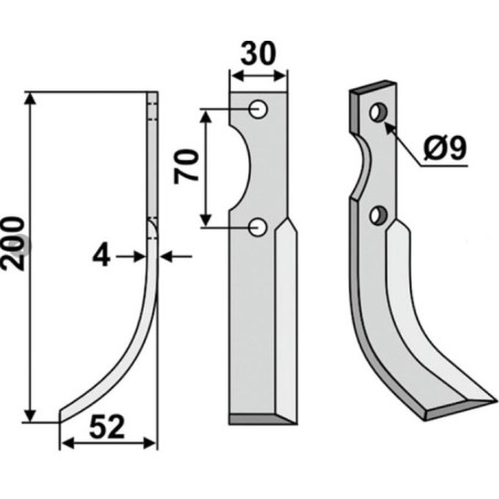 Cuchilla de corte derecha compatible 350-191 HONDA