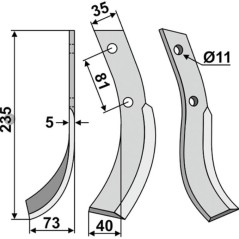 Right-hand cutter blade compatible 350-634 HONDA 510-560 RE | Newgardenstore.eu