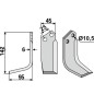 Lame de motoculteur compatible gauche 350-108 FERRARI MC68 L