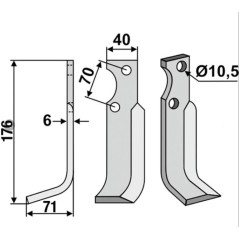 Cuchilla motocultora izquierda compatible 350-292 GOLDONI 14192 motocultor | Newgardenstore.eu