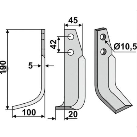 Lame de fraisage gauche compatible 350-154 GOLDONI 14486/7 L F22M-NEW L