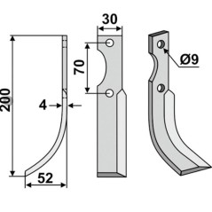 Cuchilla motocultor izquierda compatible 350-190 HONDA