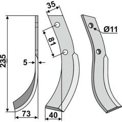 Cuchilla segadora izquierda compatible 350-635 HONDA 510-560 LI | Newgardenstore.eu