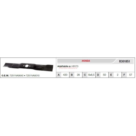 HONDA lawn mower blade HR173 R301851 | Newgardenstore.eu