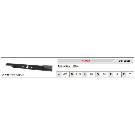 HONDA lawnmower mower blade HR194 R302679 | Newgardenstore.eu