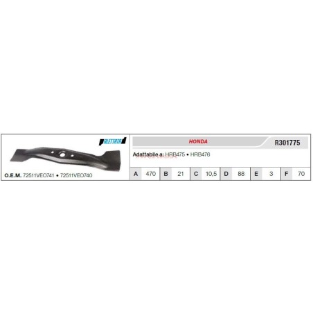 HONDA lawnmower mower blade HRB475 476 R301775 | Newgardenstore.eu