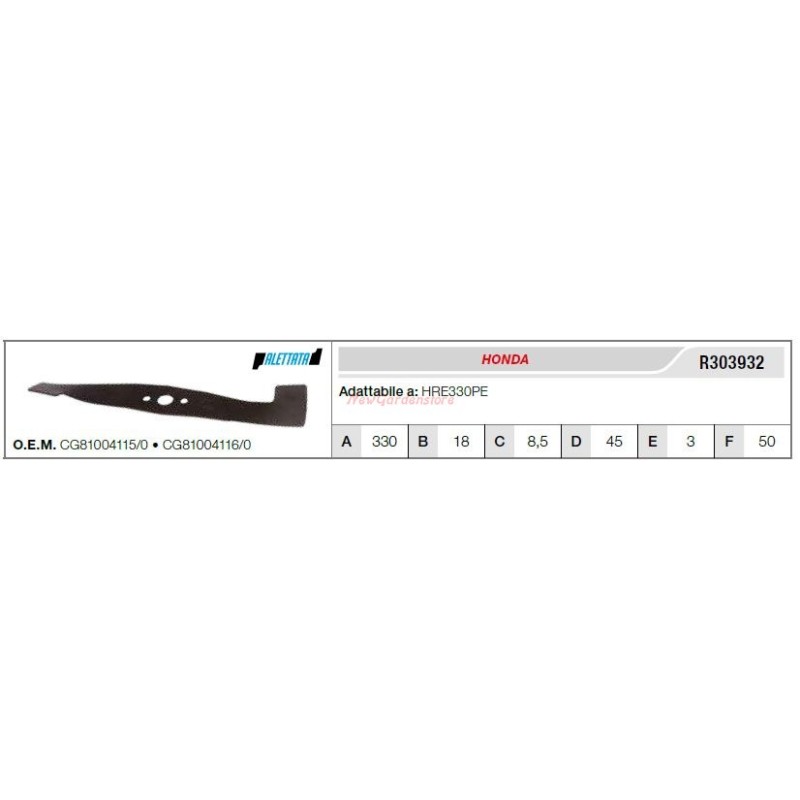HONDA cuchilla para cortacésped HRE330PE R303932