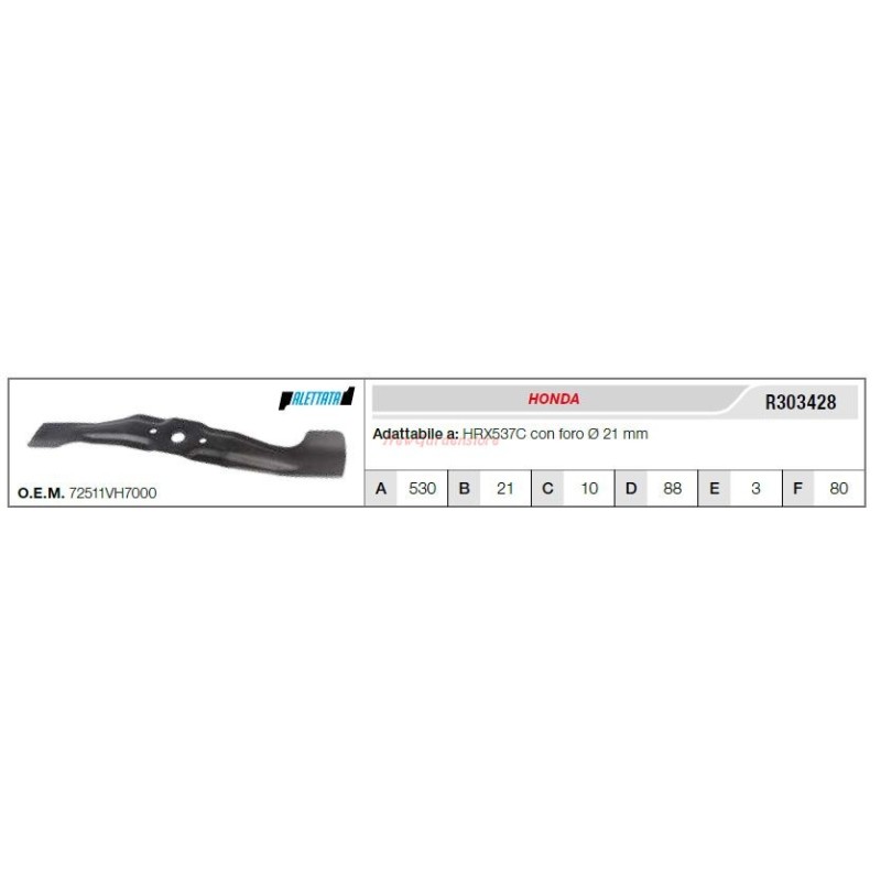 HONDA lawn tractor mower blade HRX537C R303428