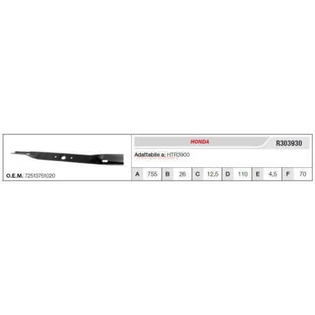 HONDA lawn tractor mower mower blade HTR3900 R303930 | Newgardenstore.eu