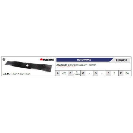 HUSQVARNA lawn mower blade for 48" three-blade deck R302650 | Newgardenstore.eu