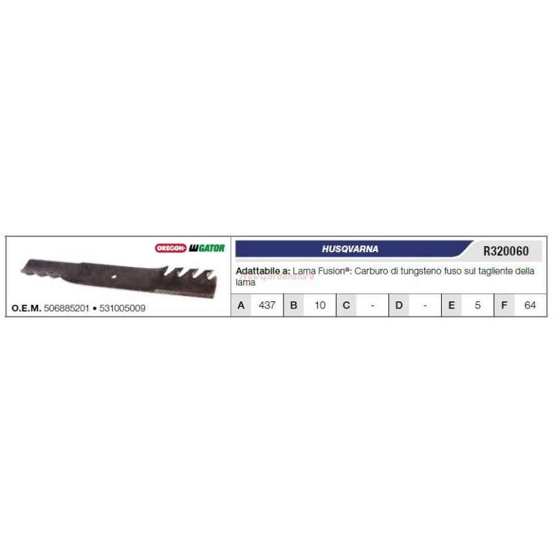 HUSQVARNA lawn tractor mower blade fusion blade R320060