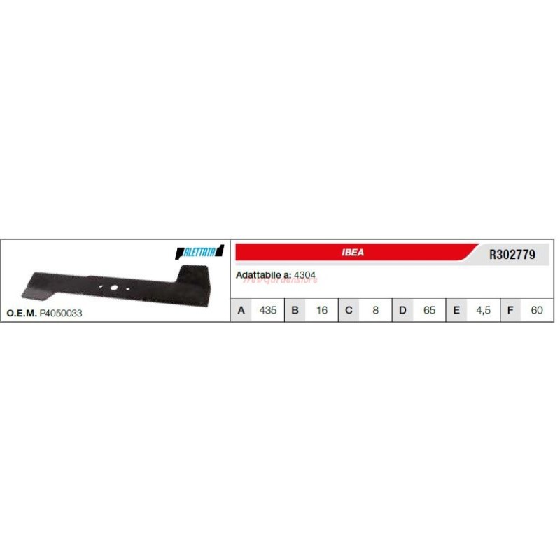 IBEA lawn tractor mower blade 4304 R302779