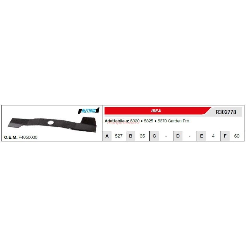 IBEA lawn tractor mower blade 5320 5325 R302778