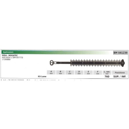 Lame inférieure / supérieure Taille-haie IKRA AHS 6024 Li 041239 | Newgardenstore.eu