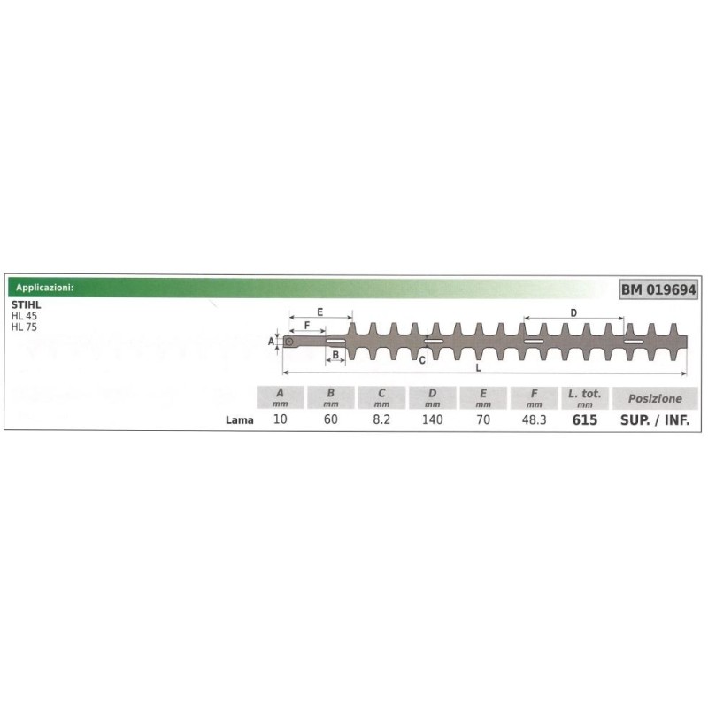 Cuchilla inferior / superior stihl cortasetos hl 45 75 019694