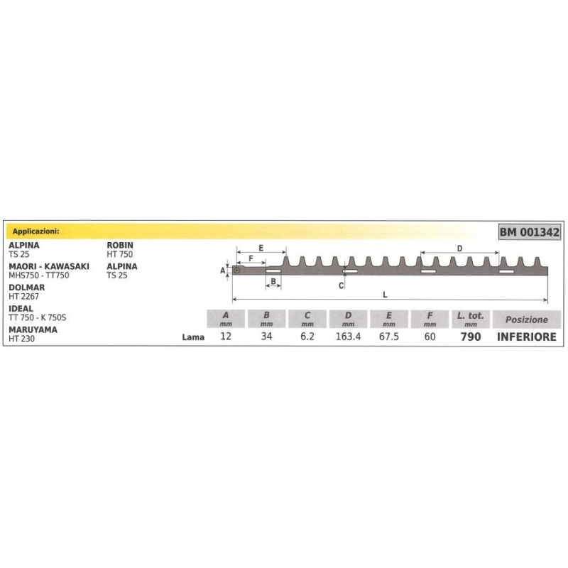 ALPINA bottom blade TS 25 hedge trimmer 001342