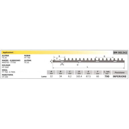 Lame inférieure ALPINA TS 25 taille-haie 001342 | Newgardenstore.eu