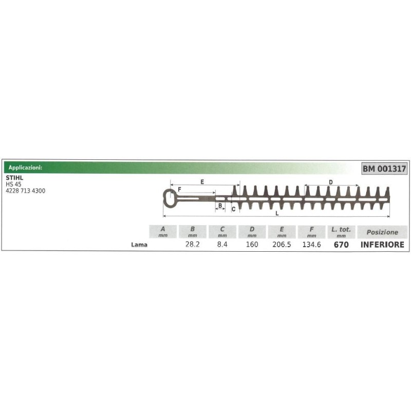 Cuchilla inferior STIHL HS 45 001317