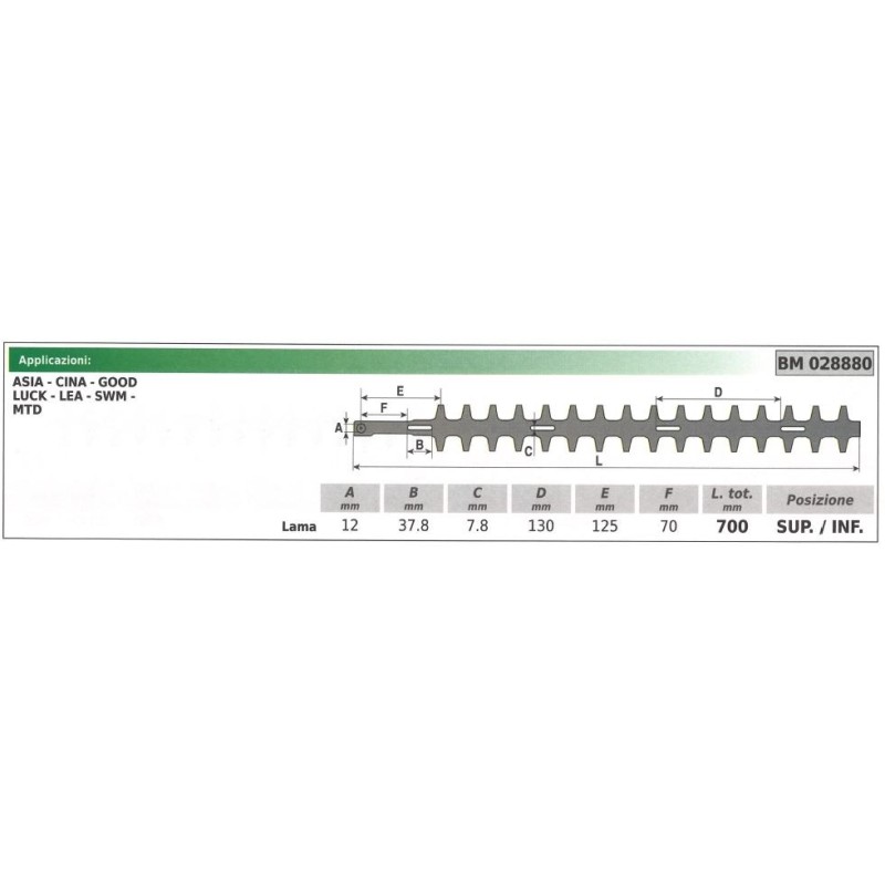 Lama inferiore/superiore ASIA tagliasiepe 028880