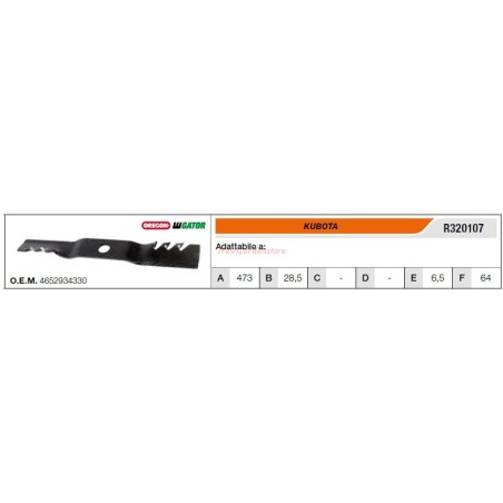 KUBOTA lawn tractor mower blade R320107 | Newgardenstore.eu