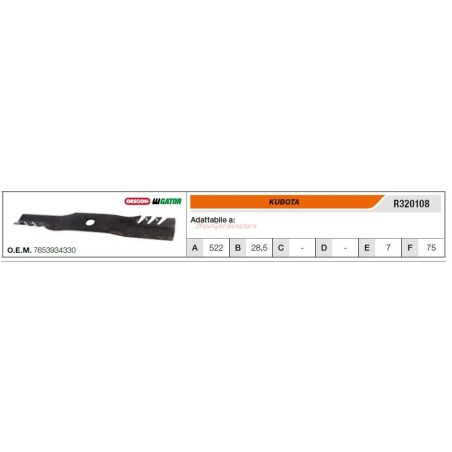 KUBOTA lawn tractor lawn mower blade R320108 | Newgardenstore.eu