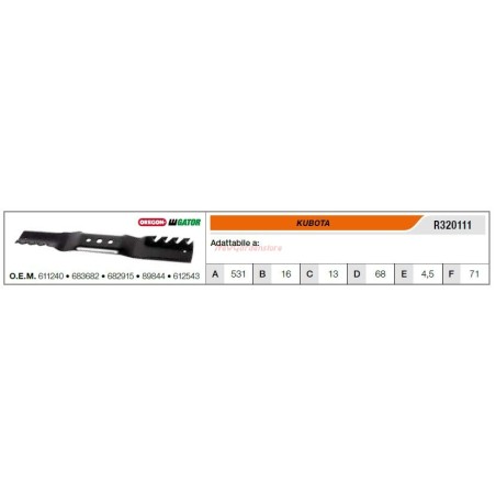 KUBOTA lawn tractor mower blade R320111 | Newgardenstore.eu