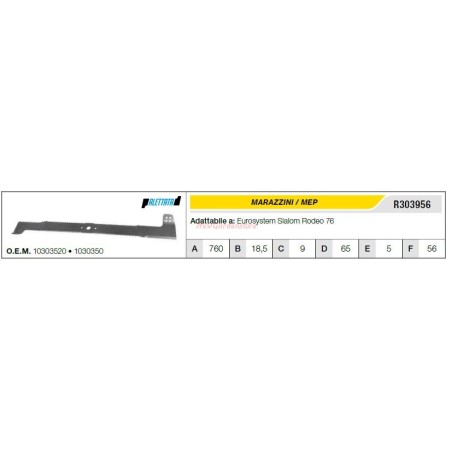 MARAZZINI EUROSYSTEM SLALOM RODEO 76 R303956 Rasenmähermesser | Newgardenstore.eu