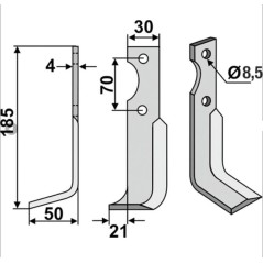 Cuchilla autocultivadora compatible izquierda 185 mm 350-020 AGRIA 1250-254 97 25497 | Newgardenstore.eu