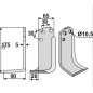 Lame de cultivateur rotatif droite compatible 350-016 AGRIA 16454