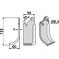 Lama motocoltivatore destra compatibile 350-026 AGRIA 1667 135mm