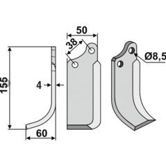 Cuchilla cultivadora rotativa derecha compatible 350-030 AGRIA 1767 71943