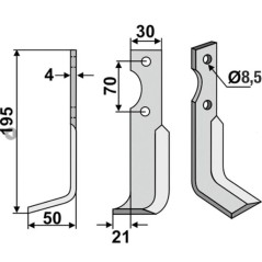 Lame de fraise droite compatible 350-023 AGRIA 1250-210 99 NH19548