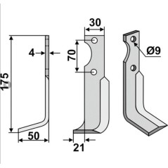 Cuchilla motocultor izquierda compatible 350-560 AGRIA 17548 NH17548 | Newgardenstore.eu