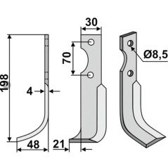 Cuchilla escarificadora izquierda compatible 350-566 AGRIA 616113 | Newgardenstore.eu