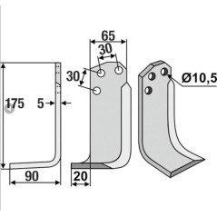 Cuchilla motocultor izquierda compatible 350-017 AGRIA 15453 | Newgardenstore.eu