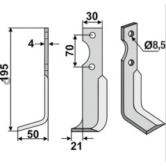 Cuchilla escarificadora izquierda compatible 350-022 AGRIA 1250-210 98 NH19548 | Newgardenstore.eu