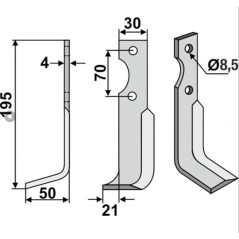Left-hand scarifier blade compatible 350-022 AGRIA 1250-210 98 NH19548 | Newgardenstore.eu