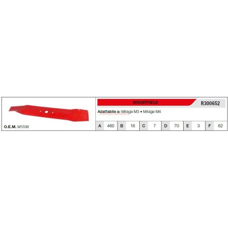 MOUNTFIELD Messer Rasenmähermäher MIRAGE M3 M4 R300652 | Newgardenstore.eu